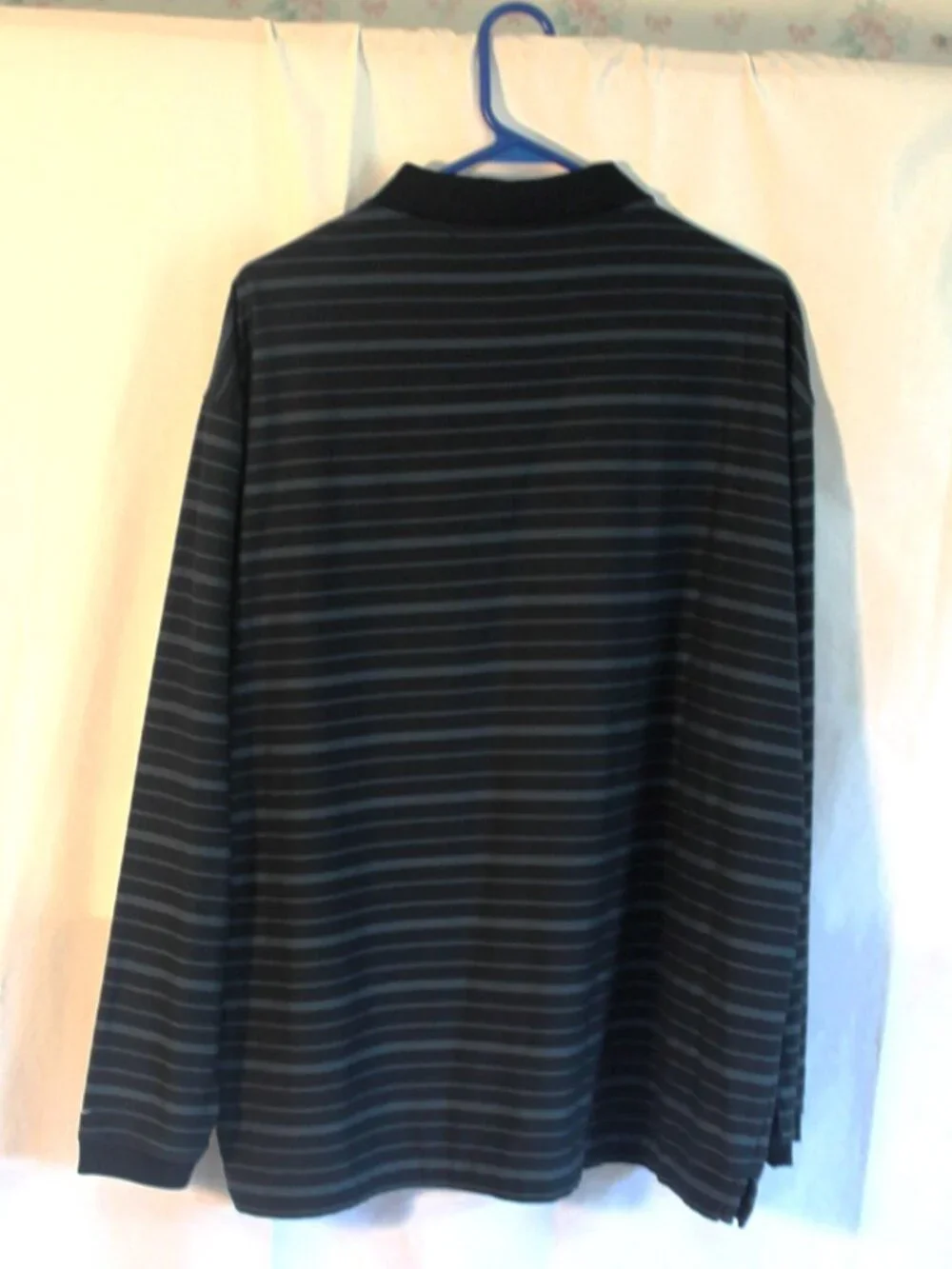 Nike Golf FitDry Long Sleeve Polo Navy Blue Stripes XL